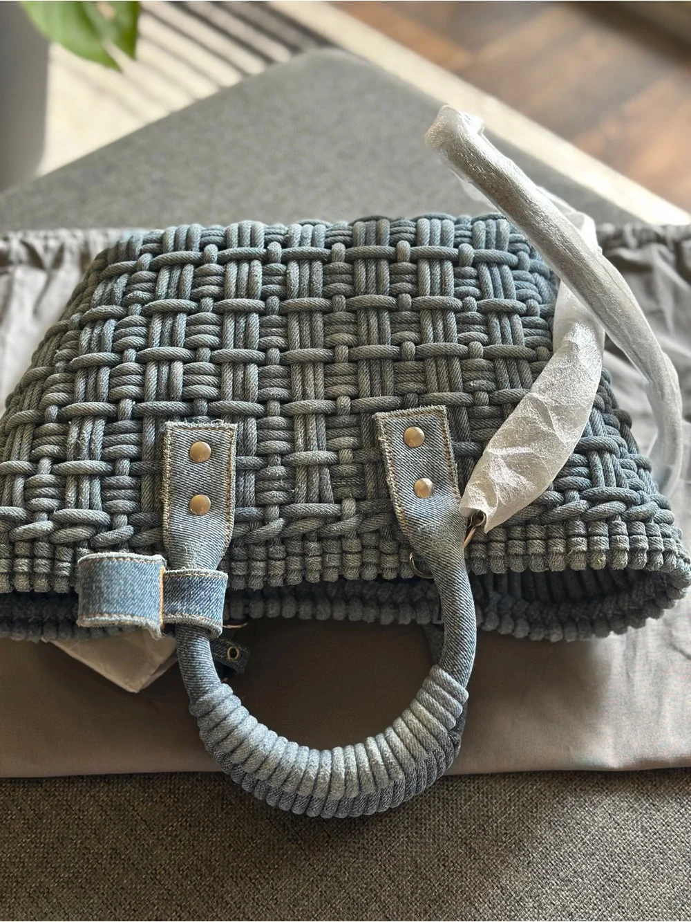 NEW Balenciaga Denim Bistro XS Basket Top Handle Bag